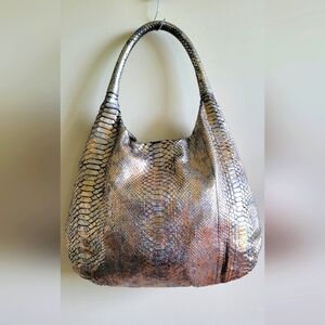 Devi Kroell Metallic Bronze Python Hobo Shoulder Bag